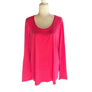 Maurices Hot Pink Sequin Long Sleeve Top Size 2X (2)